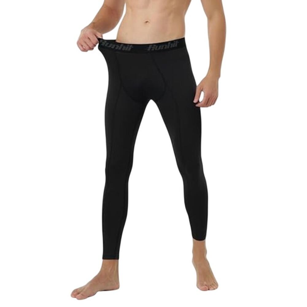 Runhit Men's Large Black Compression Running Athletic Workout Tights - Picture 2 of 8